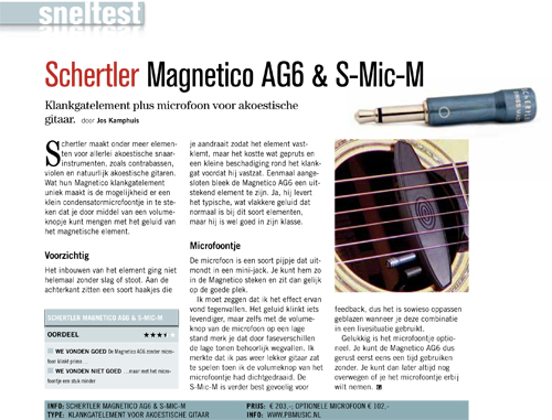 Schertler Magnetico AG6 & S-Mic-M - Test uit Gitarist 273