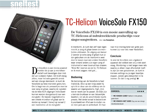TC-Helicon VoiceSolo FX150 - Test uit Gitarist 281
