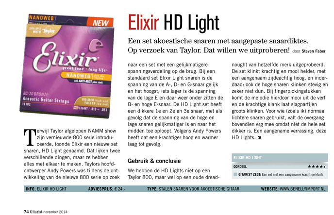 Elixir HD Light - Test uit Gitarist 284