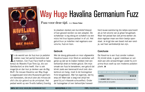 Way Huge Havalina Germanium Fuzz - Test uit Gitarist 286