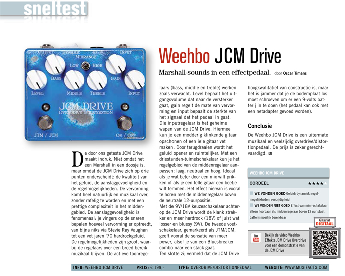 Weehbo JCM Drive - Test uit Gitarist 263