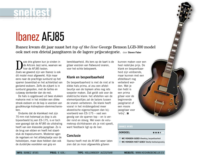Ibanez AFJ85 - Test uit Gitarist 262