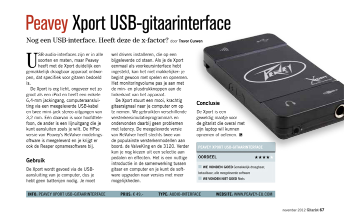 Peavey Xport USB-gitaarinterface - Test uit Gitarist 260