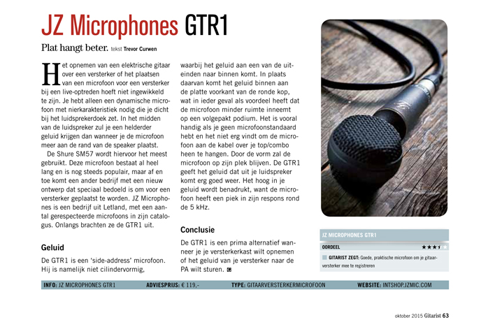 JZ Microphones GTR1 - Test uit Gitarist 295