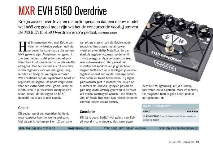 MXR EVH 5150 Overdrive - Test uit Gitarist 299