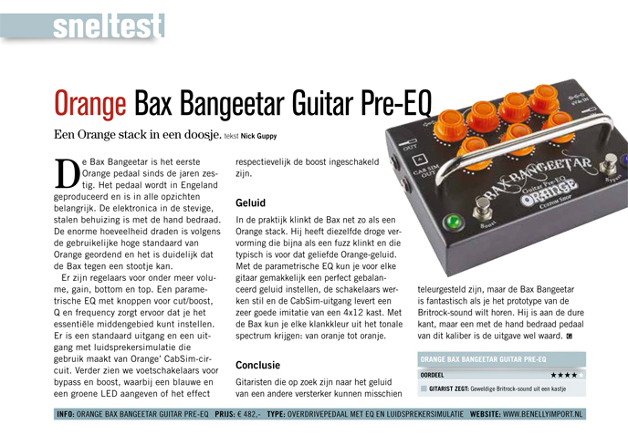 Orange Bax Bangeetar - Test uit Gitarist 299