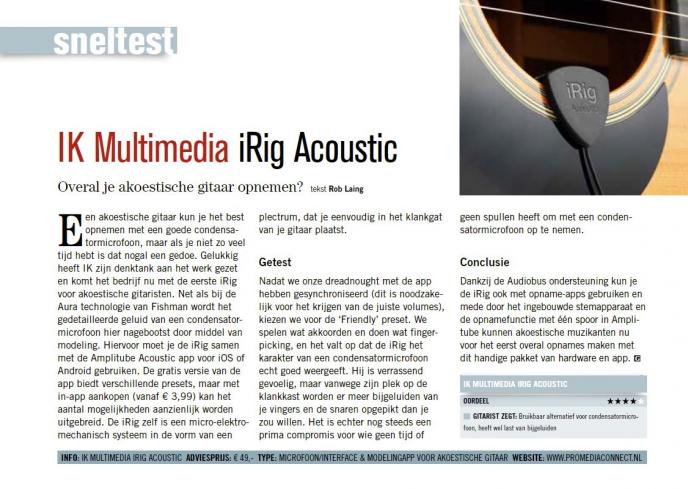 IK Multimedia iRig Acoustic - test uit Gitarist 300