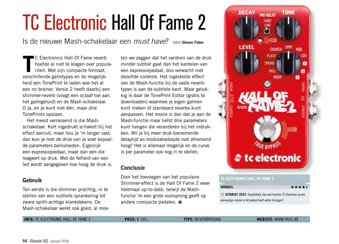 TC Electronic Hall Of Fame 2 - test uit Gitarist 322