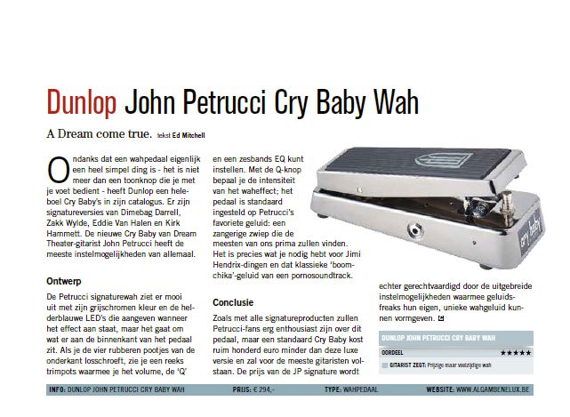 Dunlop John Petrucci Cry Baby Wah - test uit Gitarist 304