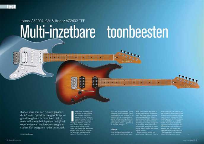 Ibanez AZ2204-ICM & Ibanez AZ2402-TFF - test uit Gitarist 323