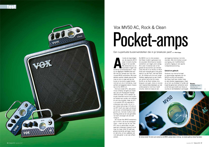Vox MV50 AC, Rock & Clean - test uit Gitarist 320