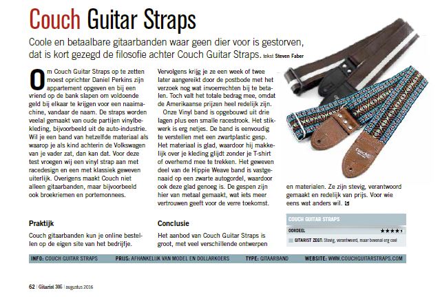 Couch Guitar Straps - test uit Gitarist 305
