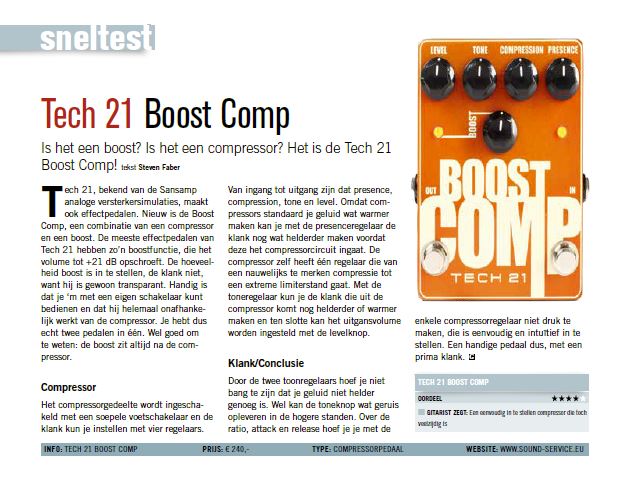 Tech 21 Boost Comp - test uit Gitarist 305