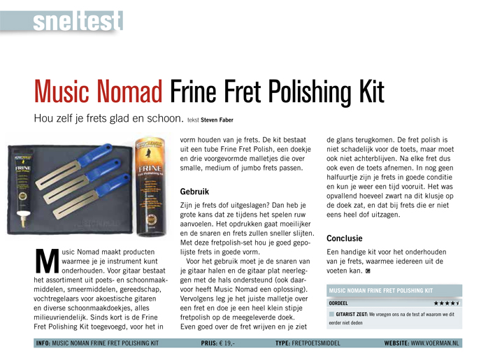 Music Nomad Frine Fret Polishing Kit - test uit Gitarist 325