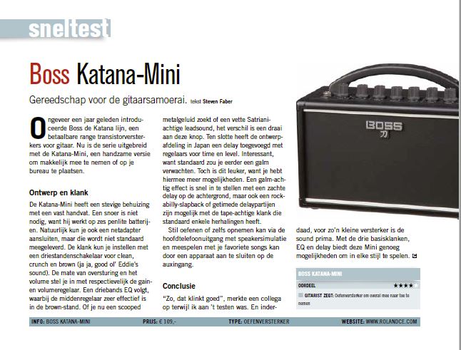 Boss Katana-Mini - test uit Gitarist 319