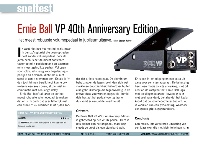 Ernie Ball VP 40th Anniversary Edition - test uit Gitarist 324