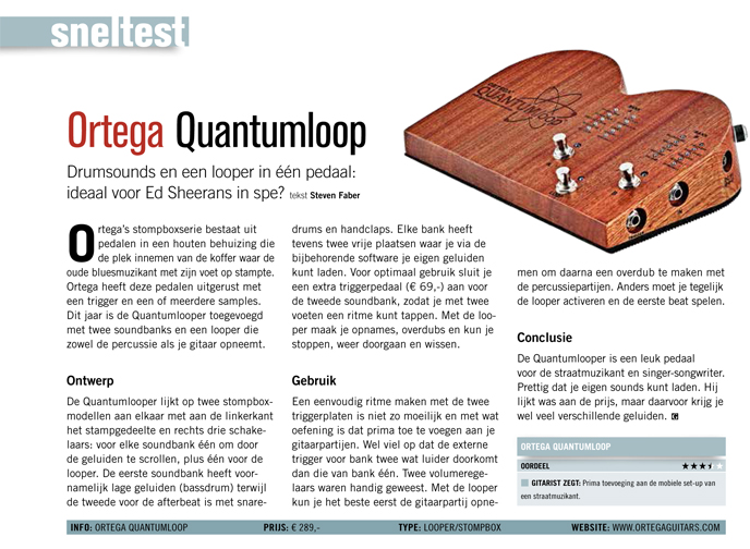 Ortega Quantumloop - test uit Gitarist 332