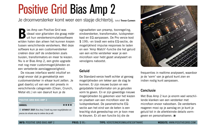 Positive Grid Bias Amp 2 - test uit Gitarist 332