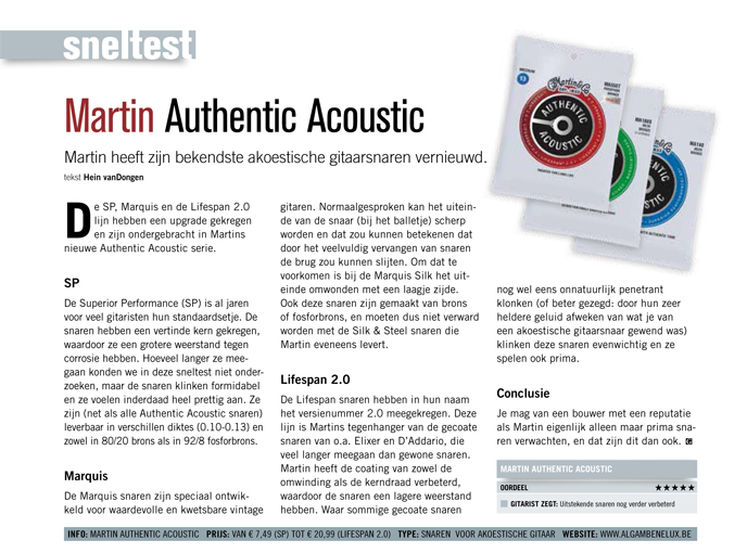 Martin Authentic Acoustic snaren - test uit Gitarist 333