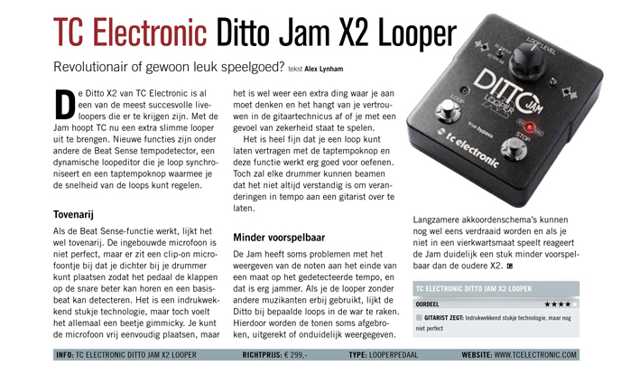 TC Electronic Ditto Jam X2 Looper - test uit Gitarist 333