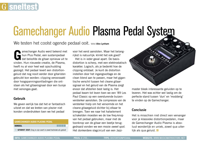 Gamechanger Audio Plasma Pedal System - test uit gitarist 336