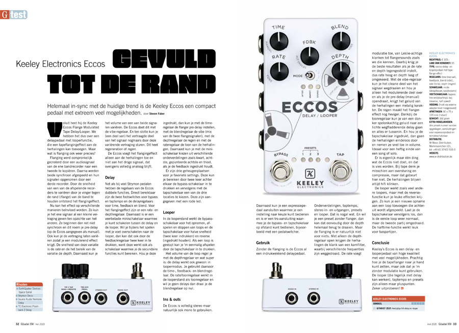 Keeley Electronics Eccos - test uit Gitarist 350