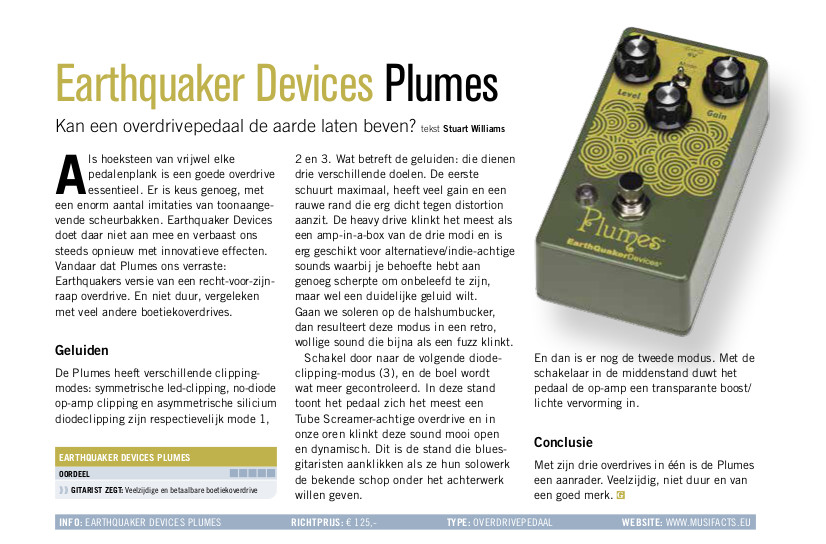Earthquaker Devices Plumes - test uit Gitarist 357