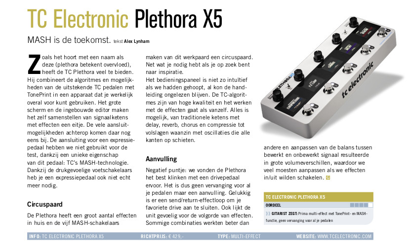 TC Electronic Plethora X5 - test uit Gitarist 359
