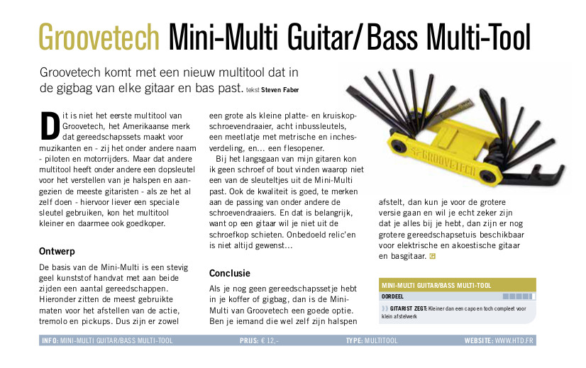 Groovetech Mini-Multi Guitar/Bass Multi-Tool - test uit Gitarist 360