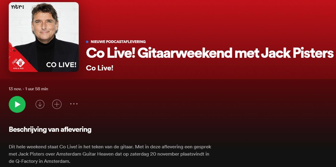 Luister de 'Co Live' podcast met interview Jack Pisters over Amsterdam Guitar Heaven 