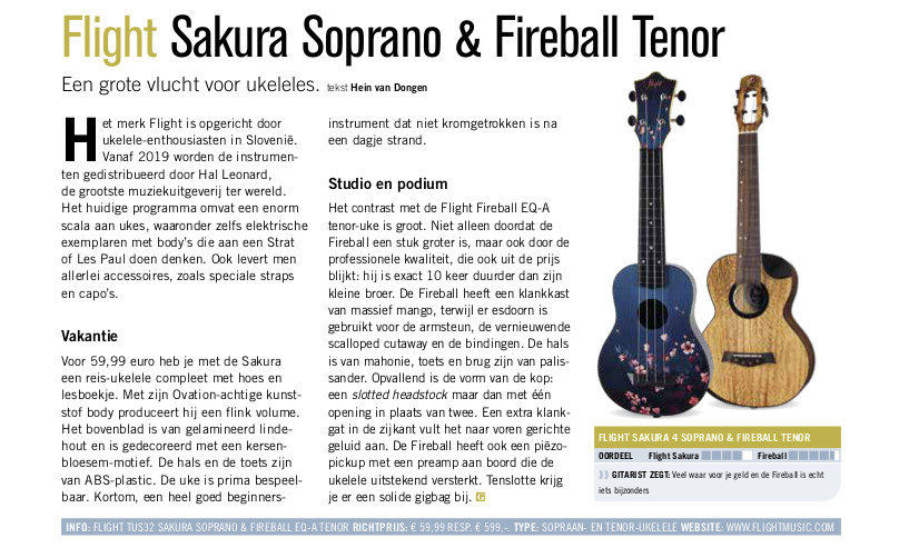 Flight Sakura Soprano & Fireball Tenor - test uit Gitarist 366