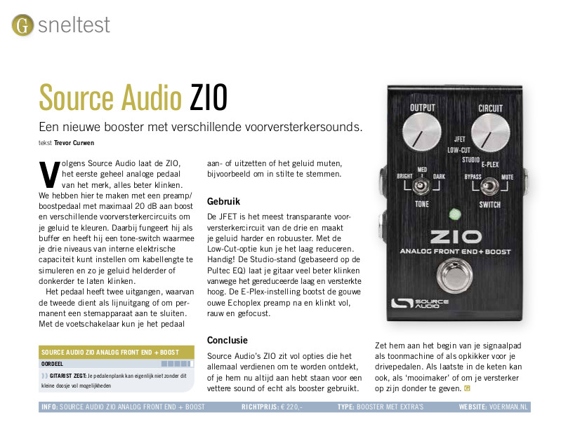 Source Audio ZIO - test uit Gitarist 376