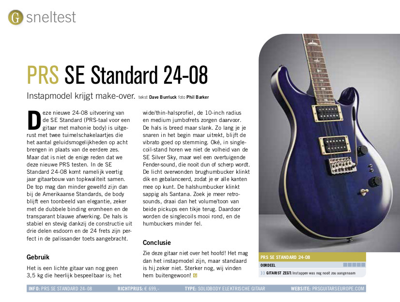 PRS SE Standard 24-08 - test uit Gitarist 378