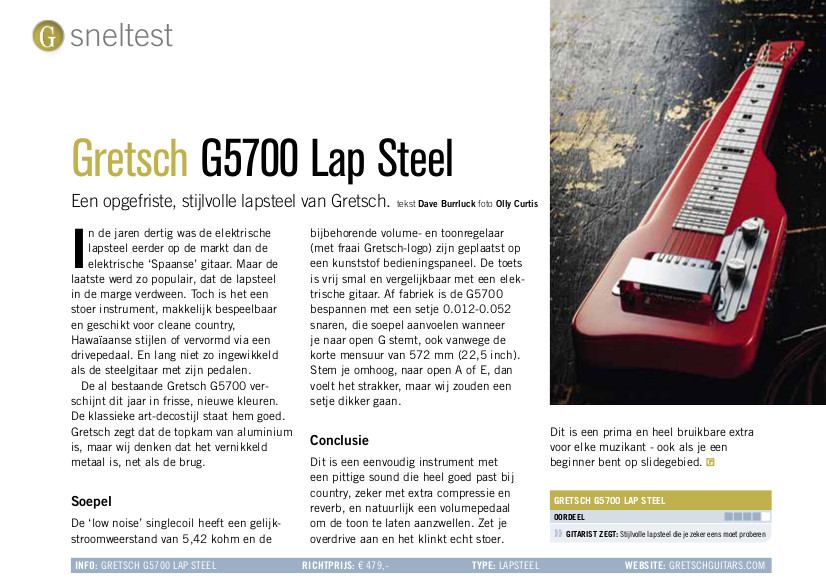 Gretsch G5700 Lap Steel - test uit Gitarist 379