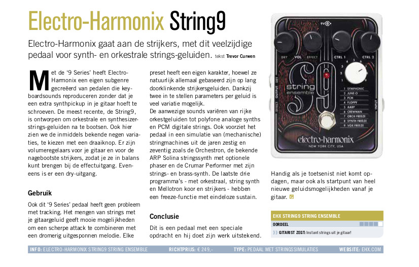 Electro-Harmonix String9 - test uit Gitarist 381