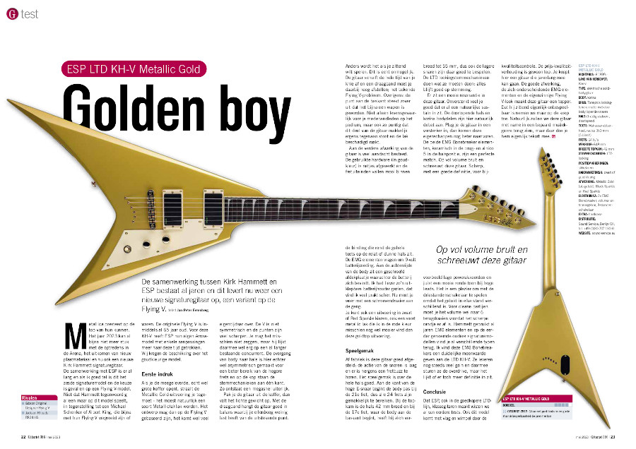 ESP LTD KH-V Metallic Gold - test uit Gitarist 386
