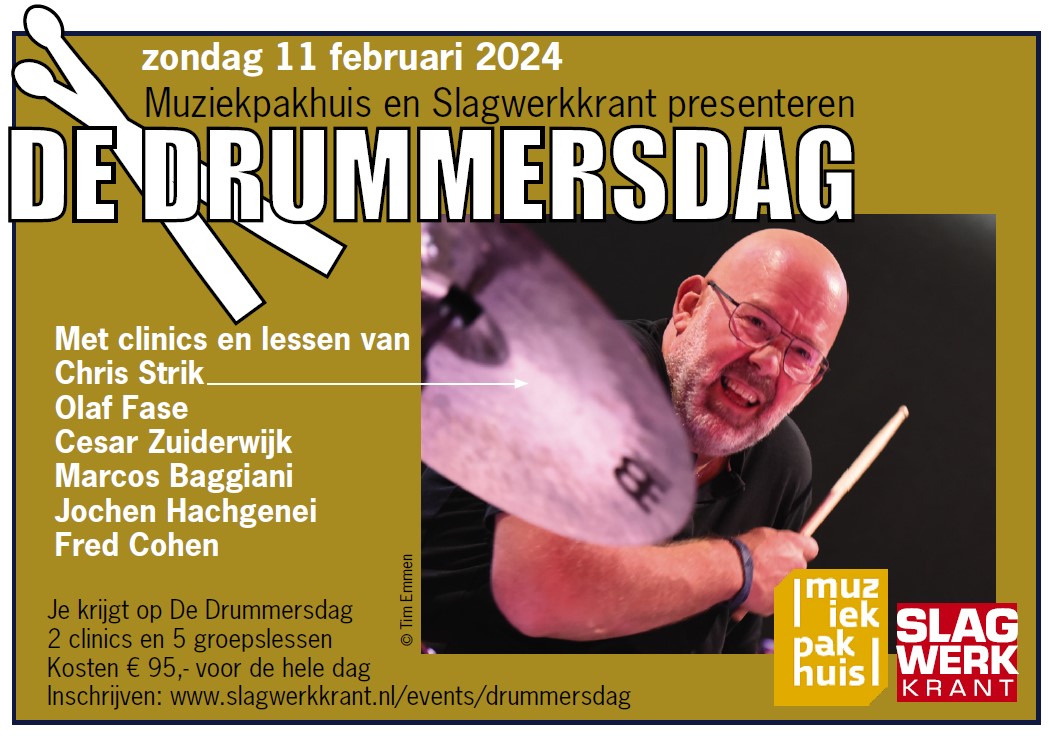 9de editie van De Drummersdag: zondag 11 februari in Amsterdam - Je kunt je nu inschrijven. 