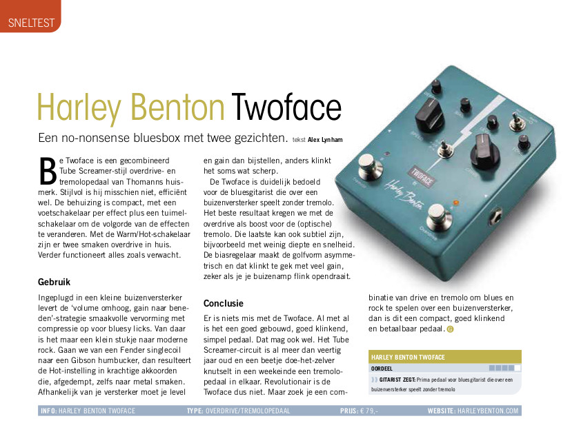 Harley Benton Twoface - test uit Gitarist 387