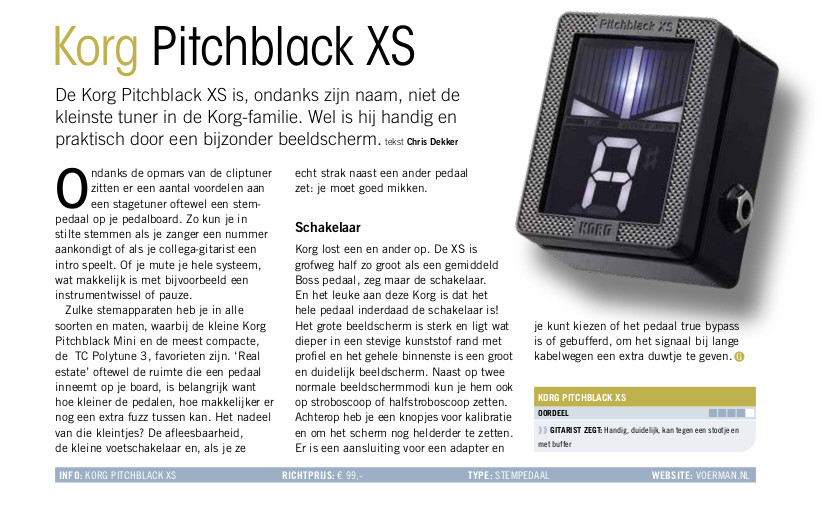 Korg Pitchblack XS - test uit Gitarist 387