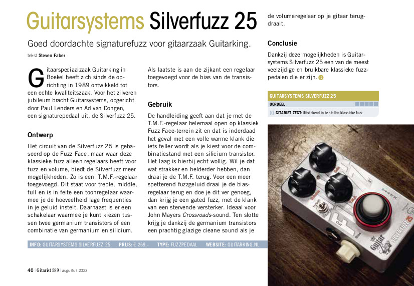 Guitarsystems Silverfuzz 25 - test uit Gitarist 389