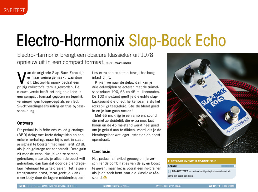 Electro-Harmonix Slap-Back Echo - test uit Gitarist 390