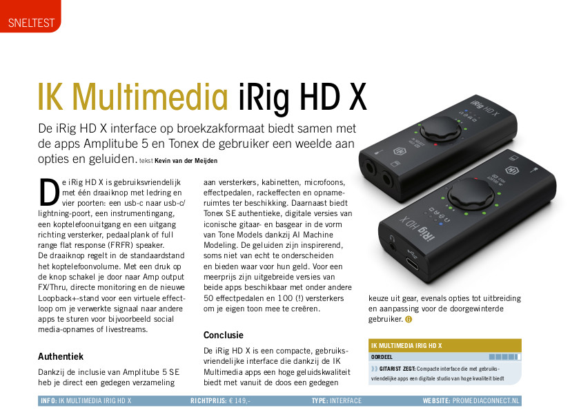 IK Multimedia iRig HD X - test uit Gitarist 392