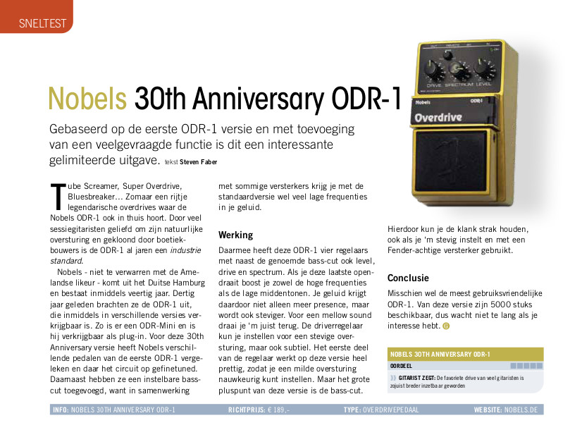 Nobels 30th Anniversary ODR-1 - test uit Gitarist 394