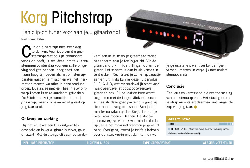 Korg Pitchstrap - test uit Gitarist 411