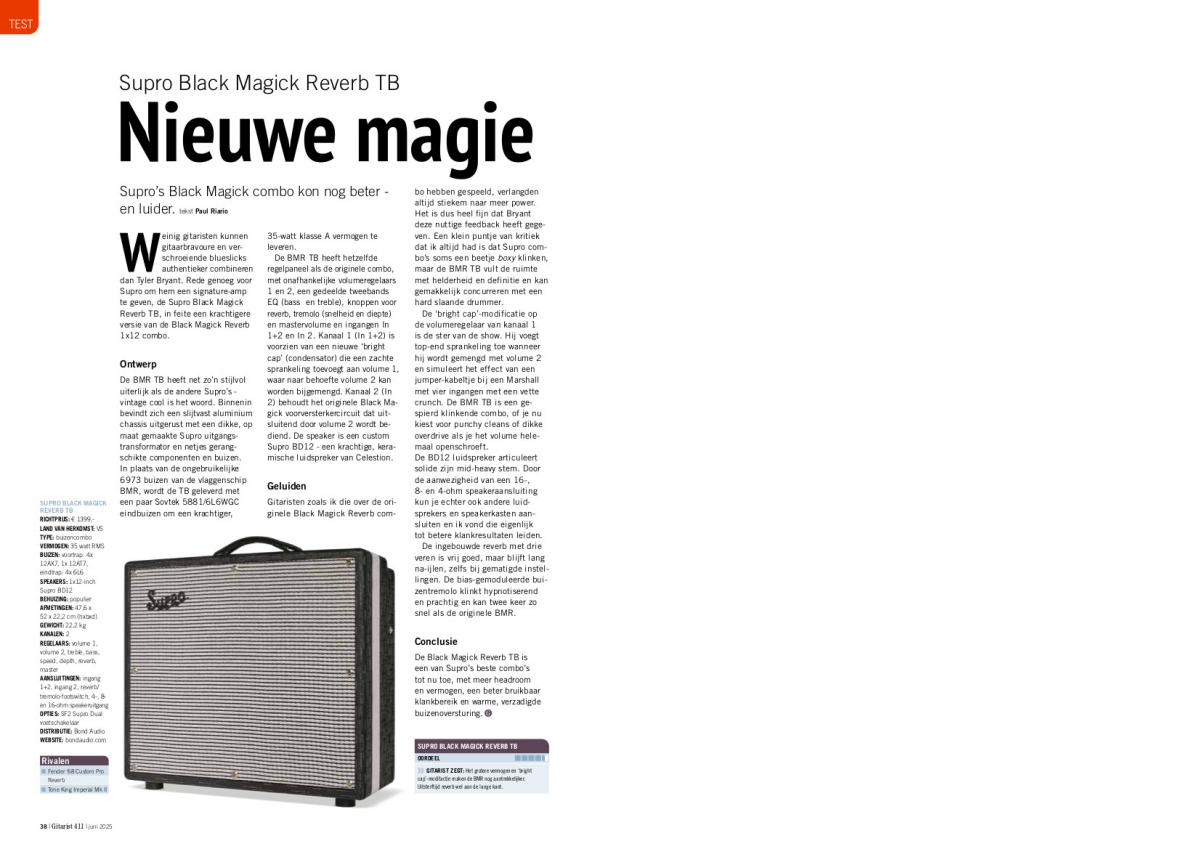 Supro Black Magick Reverb TB - test uit Gitarist 411