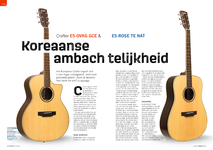 Crafter ES-OVKG GCE & ES-ROSE TE NAT - test uit Gitarist 411
