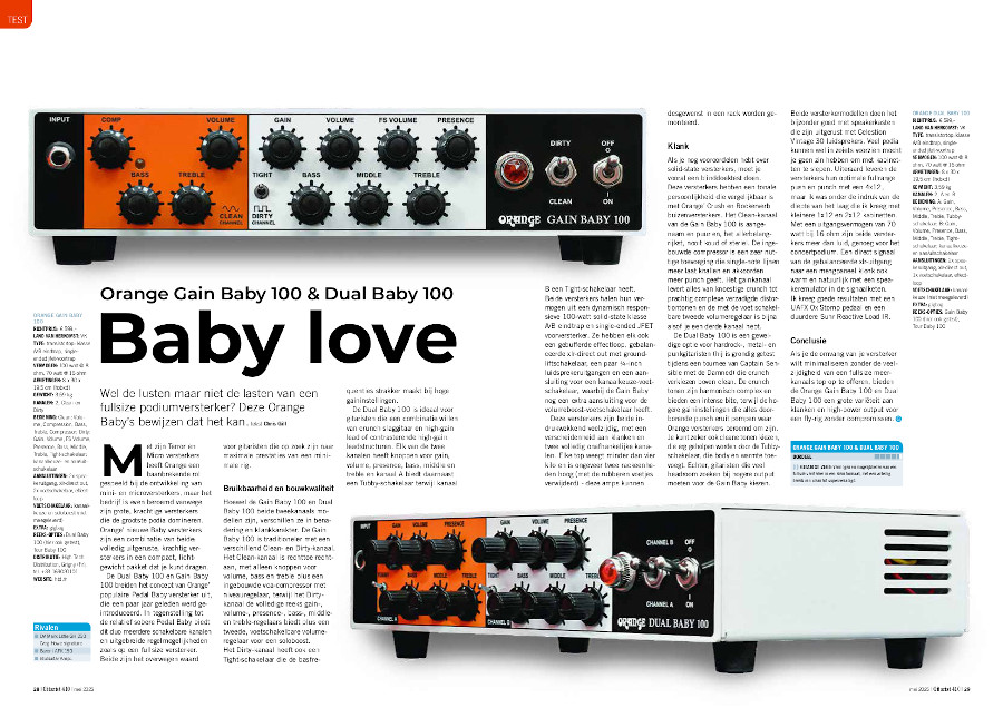 Orange Gain Baby 100 & Dual Baby 100 - test uit Gitarist 410