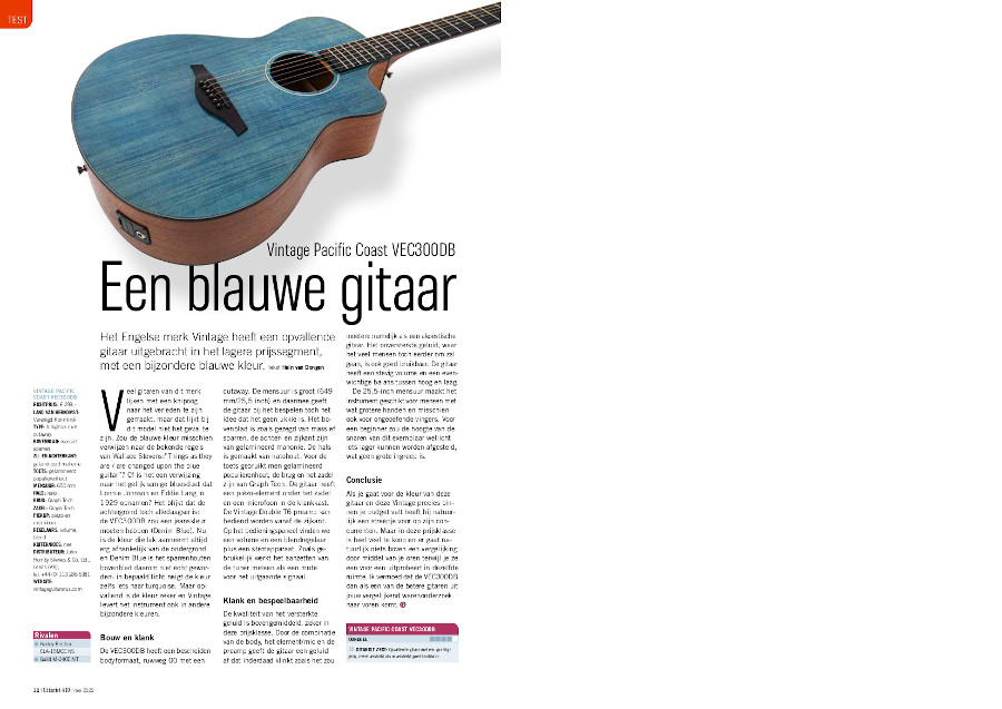 Vintage Pacific Coast VEC300DB - test uit Gitarist 410