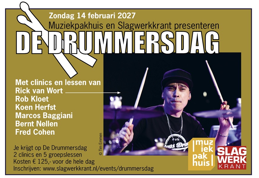 Inschrijving voor De Drummersdag 2027 is geopend! Zondag 14 februari 2027 in Muziekpakhuis Amsterdam 